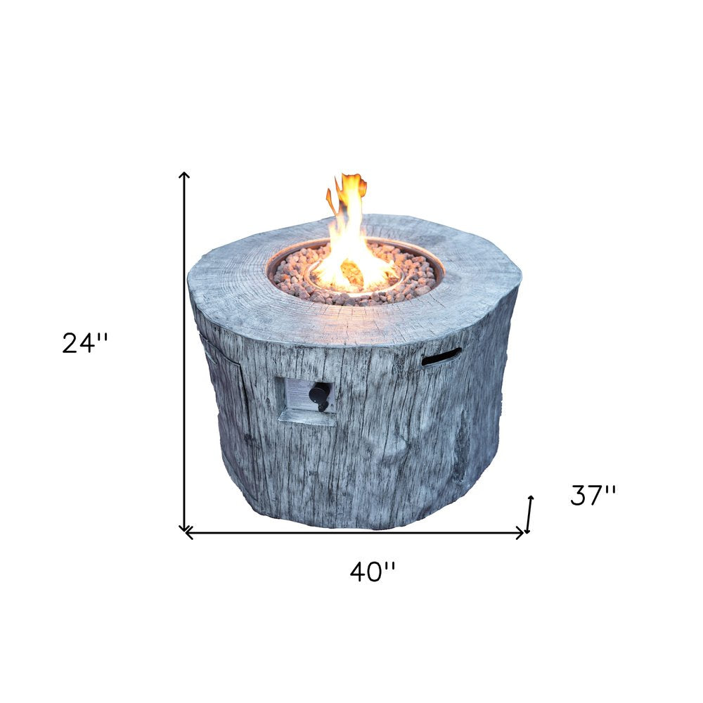 50000 BTU 40" Gray Aluminum Natural Gas Round Fire Pit Table With Cover