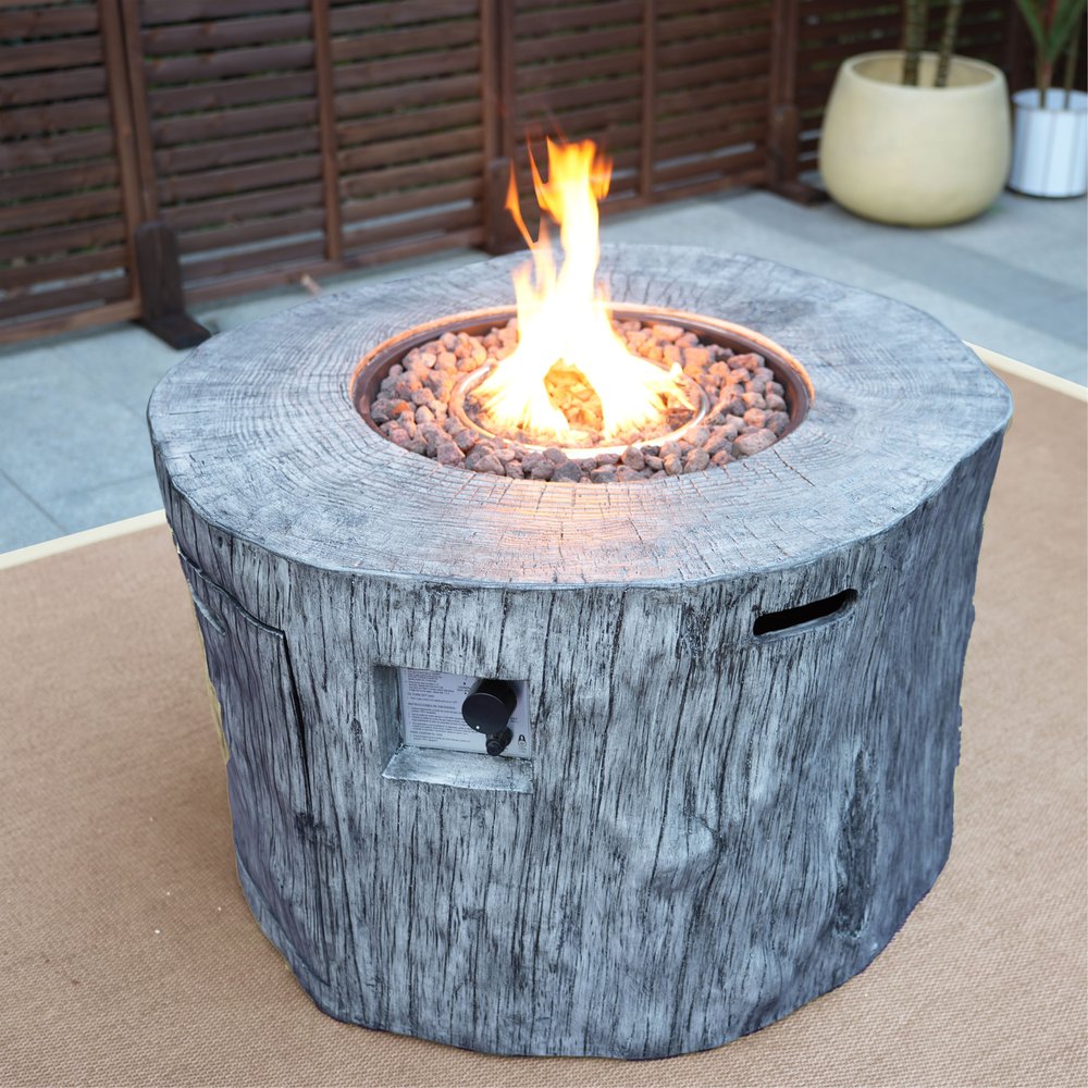 50000 BTU 40" Gray Aluminum Natural Gas Round Fire Pit Table With Cover