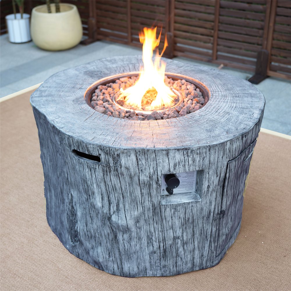 50000 BTU 40" Gray Aluminum Natural Gas Round Fire Pit Table With Cover