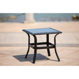 21" Black Metal Glass And Faux Wicker Outdoor Side Table
