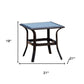21" Black Metal Glass And Faux Wicker Outdoor Side Table