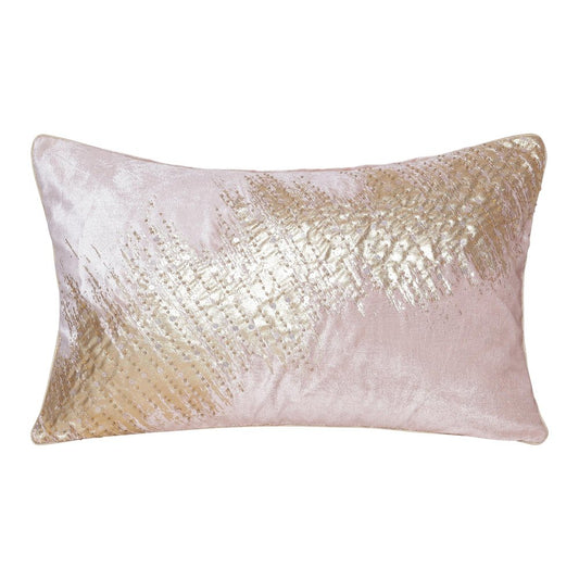 16" X 24" Gold Abstract Throw Pillow with Beads