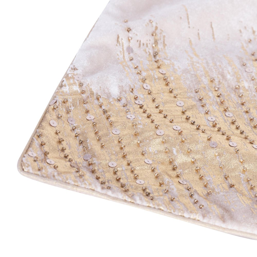 16" X 24" Gold Abstract Throw Pillow with Beads