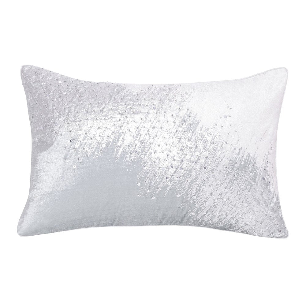 20" X 20" Blue Geometric Polyester Zippered Pillow With Beads