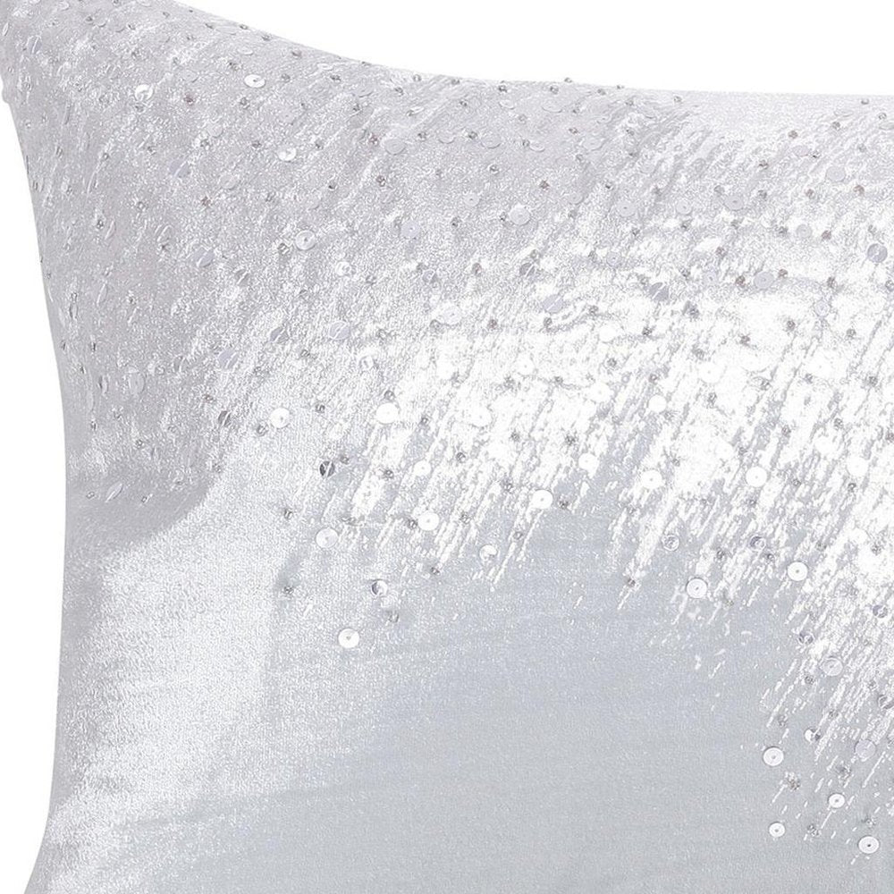 20" X 20" Blue Geometric Polyester Zippered Pillow With Beads