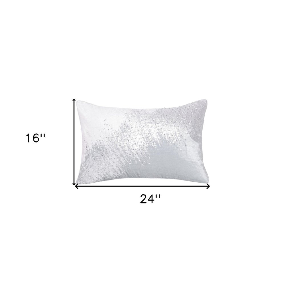 20" X 20" Blue Geometric Polyester Zippered Pillow With Beads