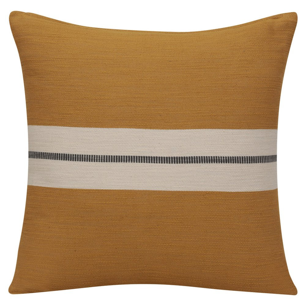 20" X 20" Brown Striped Cotton Zippered Pillow