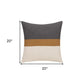 24" Dark Gray Brown And Off White Cotton Striped Throw Pillow