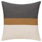 24" Dark Gray Brown And Off White Cotton Striped Throw Pillow