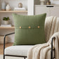 20" Brown Cotton Throw Pillow With Buttons