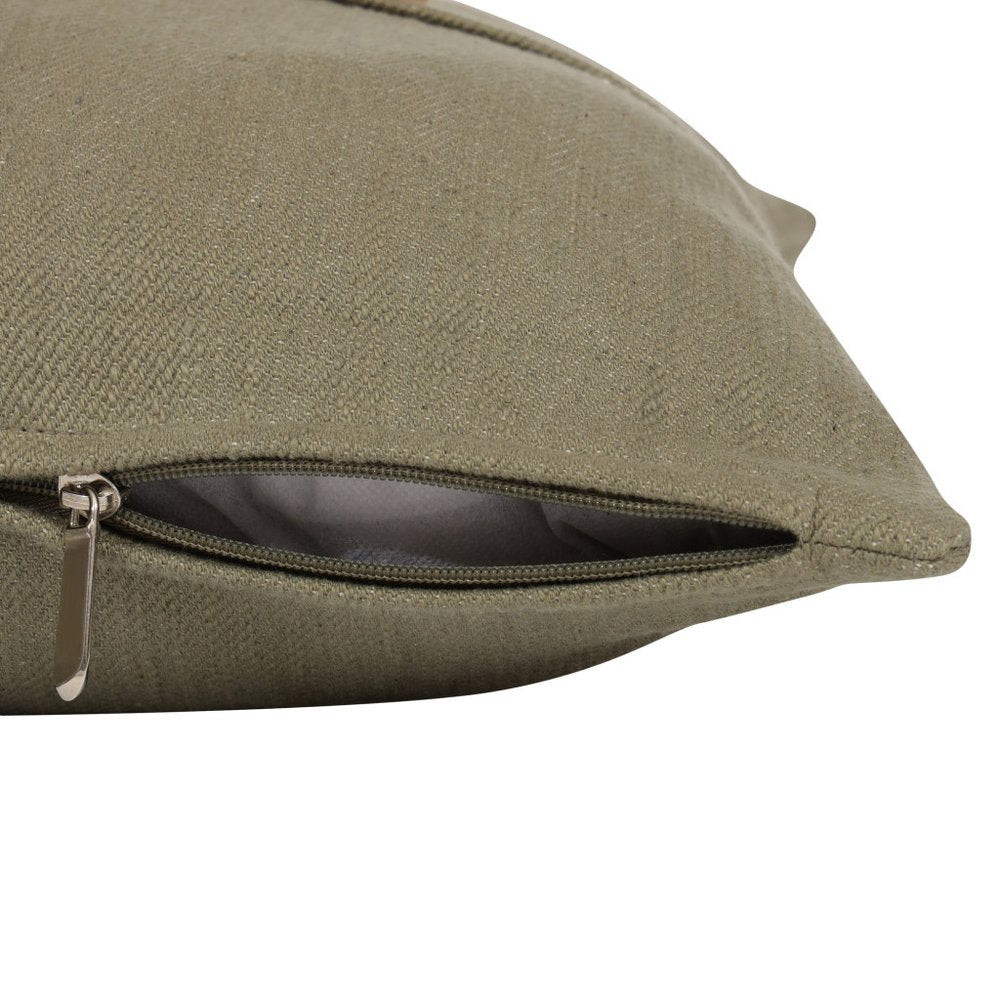20" Brown Cotton Throw Pillow With Buttons