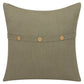 20" Forest Green Cotton Throw Pillow With Buttons