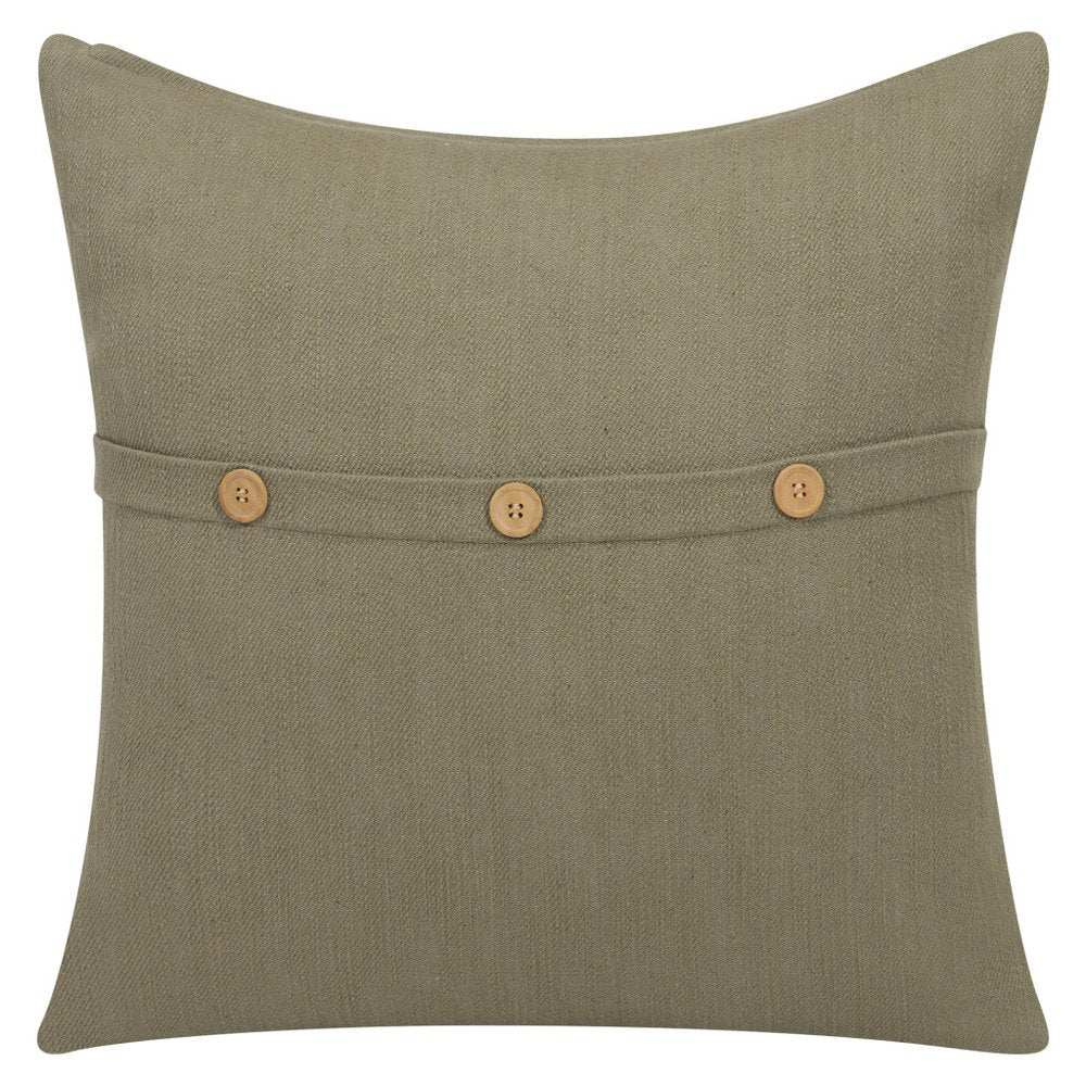 20" Brown Cotton Throw Pillow With Buttons