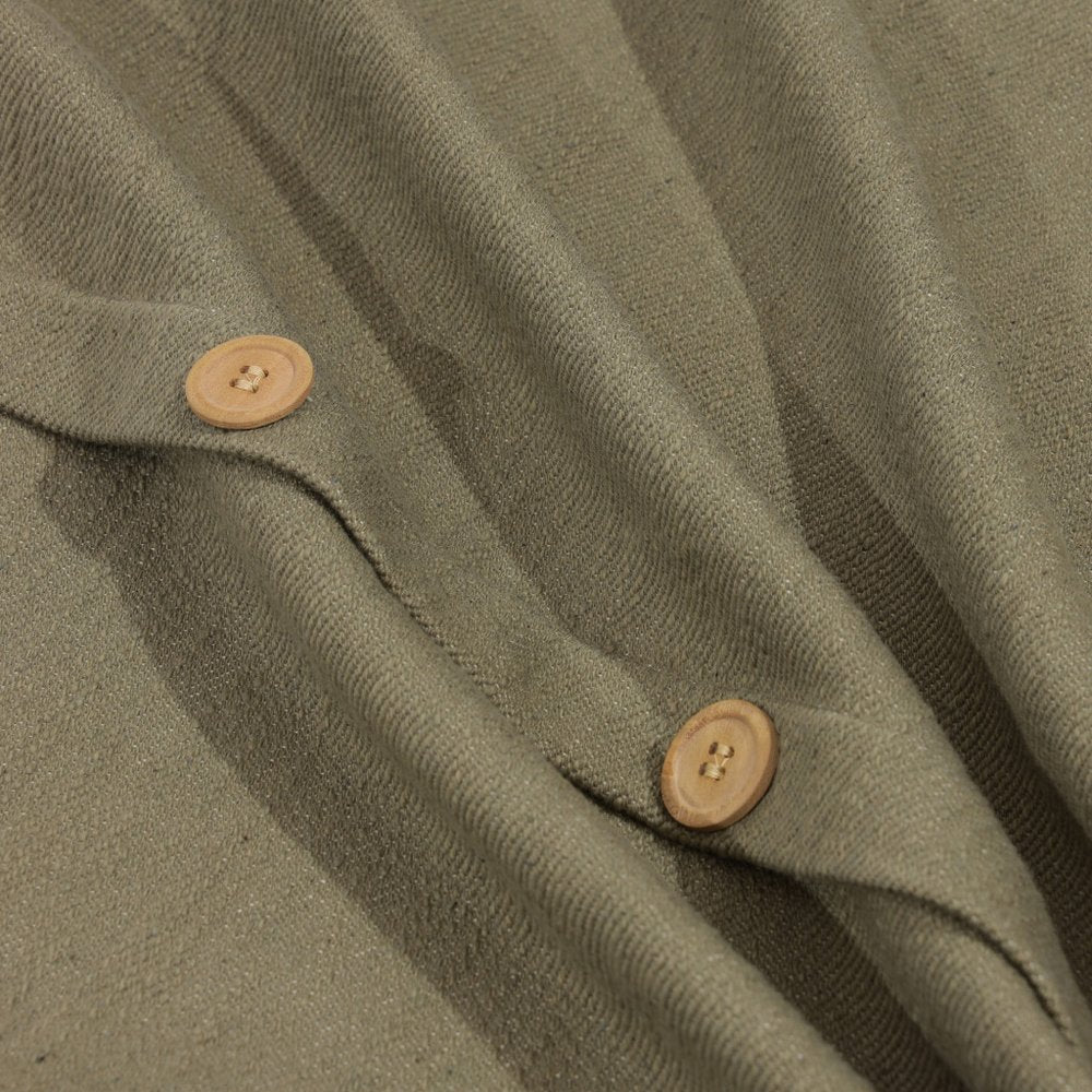 20" Blue Cotton Throw Pillow With Buttons