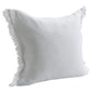 20" X 20" Blue Cotton Zippered Down Pillow With Fringe