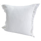 20" X 20" White Cotton Zippered Down Pillow With Fringe