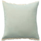 20" X 20" White Cotton Zippered Down Pillow With Fringe