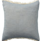 20" X 20" Blue Cotton Zippered Down Pillow With Fringe