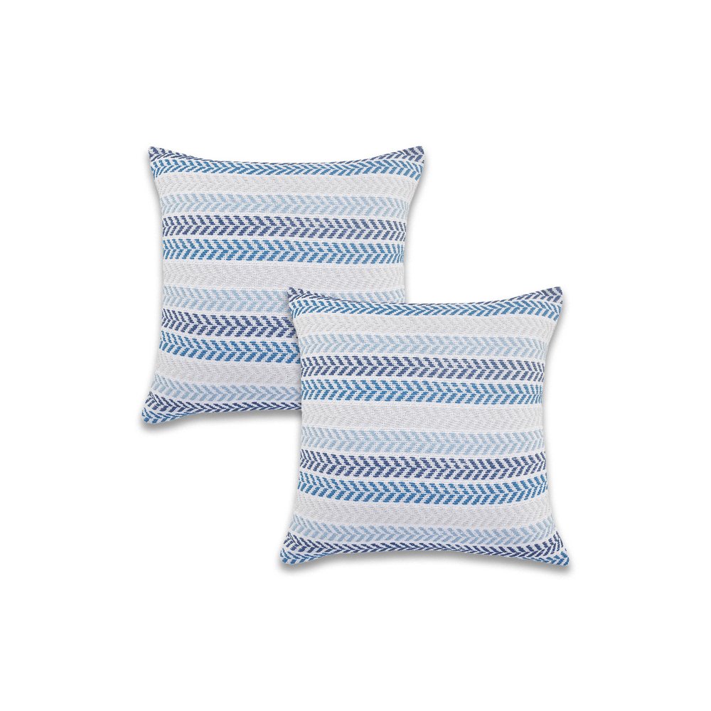 Set of Two 18" X 18" Yellow Beach Chevron Cotton Zippered Pillow
