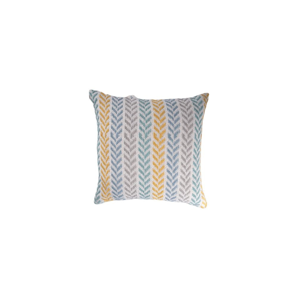 Set of Four 18" X 18" Yellow Beach Chevron Cotton Zippered Pillow