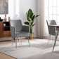 Set of Two Light Gray And Silver Upholstered Velvet Dining Arm Chairs