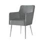 Set of Two Light Gray And Silver Upholstered Velvet Dining Arm Chairs