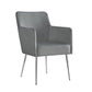 Set of Two Light Gray And Silver Upholstered Velvet Dining Arm Chairs