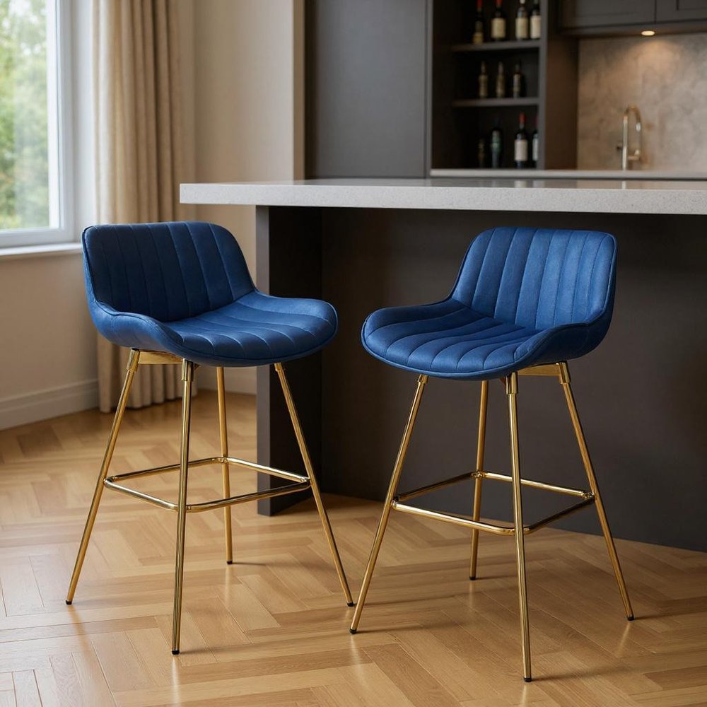 Set of Two 32" Black Faux Leather And Steel Swivel Low Back Adjustable Height Bar Chairs