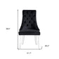 Set of Two Tufted Black and Clear Upholstered Velvet Dining Side Chairs