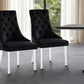 Set of Two Tufted Black and Clear Upholstered Velvet Dining Side Chairs
