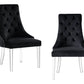 Set of Two Tufted Black and Clear Upholstered Velvet Dining Side Chairs