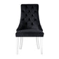 Set of Two Tufted Black and Clear Upholstered Velvet Dining Side Chairs