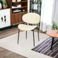 Off White and Natural Upholstered Faux Leather Dining Arm Chair