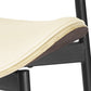 Off White and Natural Upholstered Faux Leather Dining Arm Chair