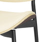Off White and Natural Upholstered Faux Leather Dining Arm Chair