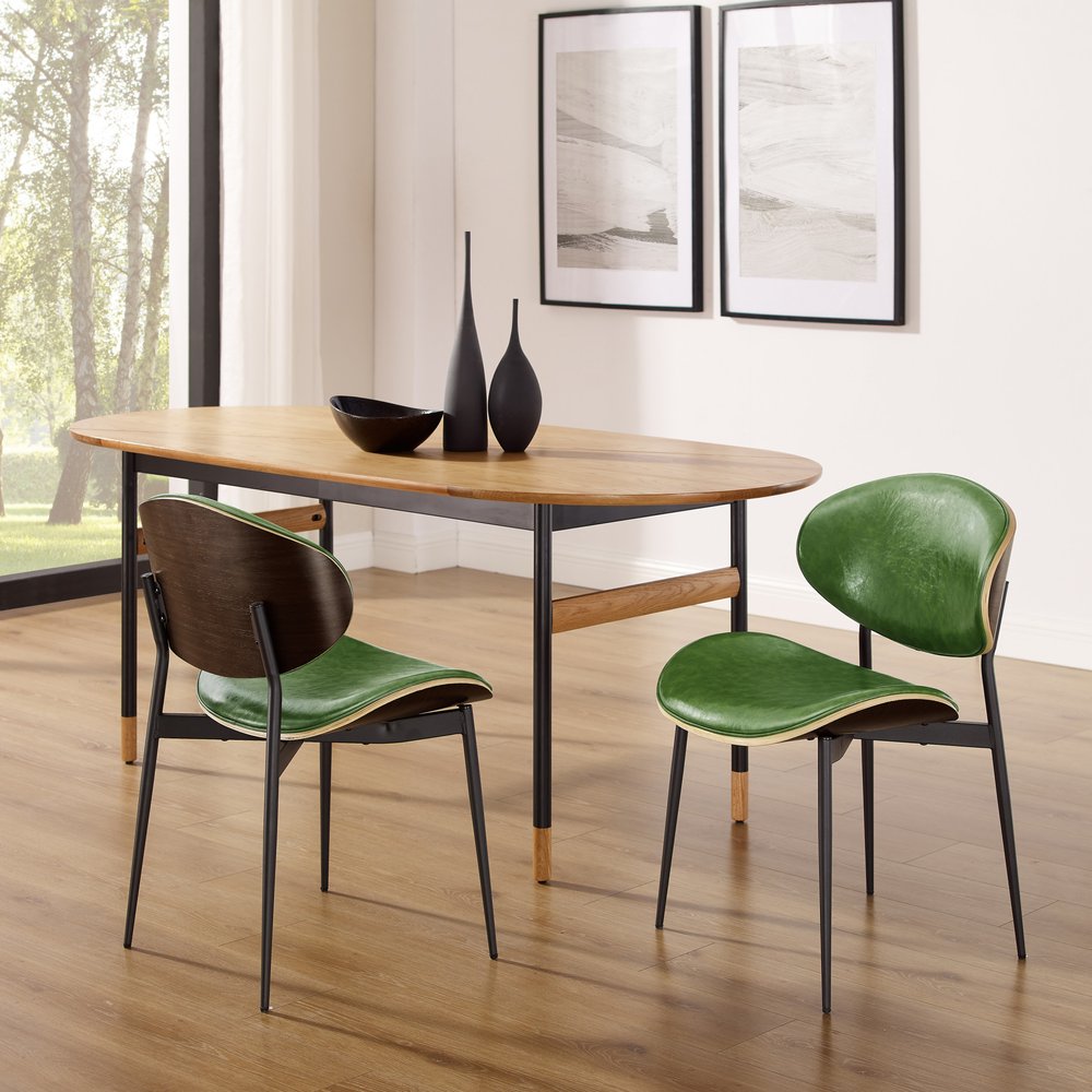 Off White and Natural Upholstered Faux Leather Dining Arm Chair