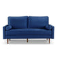 69" Blue Velvet Sofa And Toss Pillows With Dark Brown Legs