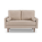 57" Beige And Dark Brown Velvet Loveseat and Toss Pillows
