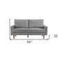 69" Gray Velvet Sofa With Dark Brown Legs