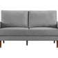69" Gray Velvet Sofa With Dark Brown Legs