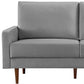 69" Gray Velvet Sofa With Dark Brown Legs