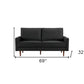 69" Black Velvet Sofa With Dark Brown Legs