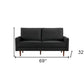 69" Black Velvet Sofa With Dark Brown Legs