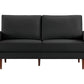 69" Black Velvet Sofa With Dark Brown Legs