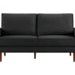 69" Black Velvet Sofa With Dark Brown Legs