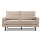 69" Beige Velvet Sofa With Dark Brown Legs