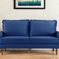 69" Blue Velvet Sofa With Dark Brown Legs