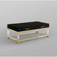 47" Black Gold And Clear Wood Acrylic And Steel Coffee Table