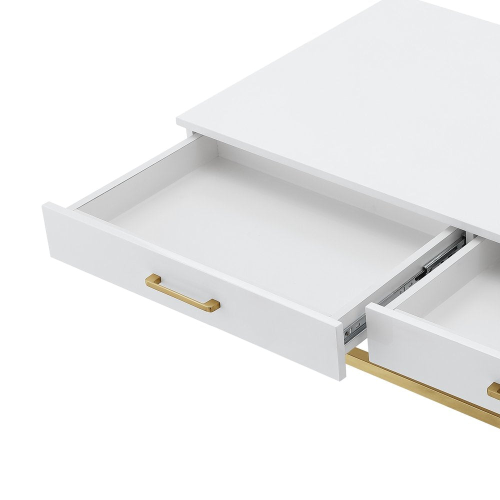 47" Black Gold And Clear Wood Acrylic And Steel Coffee Table