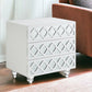 24" Clear And White Wood Mirrored End Table With Three Drawers